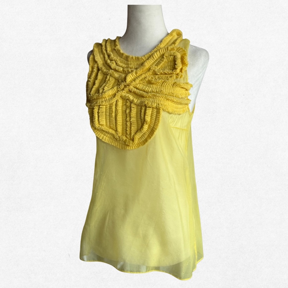 Vintage Givenchy butter yellow sheer silk top NWT!